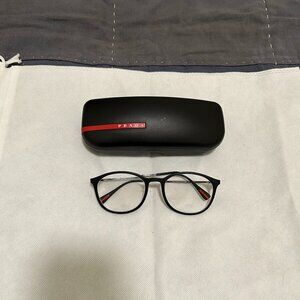 Prada VPS 04H Eyeglasses Unisex Black Silver